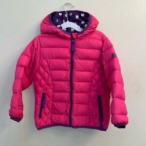 Snozu Hooded Down Filled Quilted Puffer Jacket Girls Size 4THooded Pink Full Zip